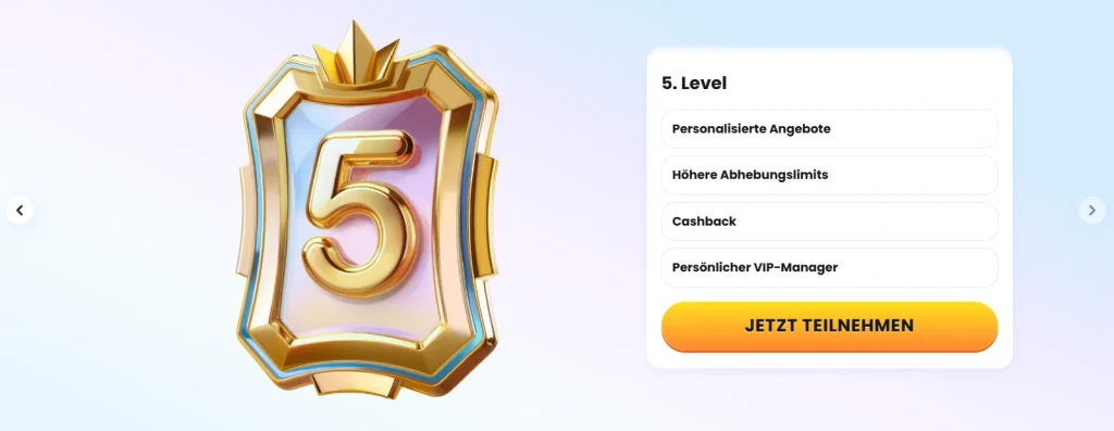 CasinoLab Casino VIP Level 5 mit Cashback höheren Limits und VIP Manager